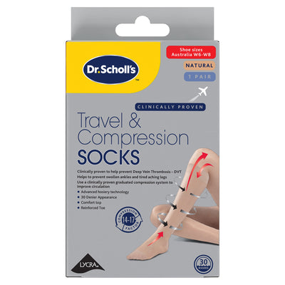 Dr. Scholl's™ Travel & Compression Socks, Natural - AUS W6-W8