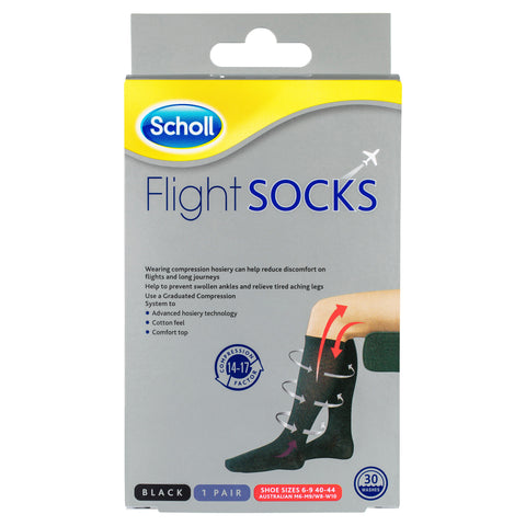 Scholl Flight Socks Compression Hosiery - Cotton Black