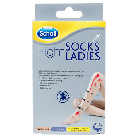 Scholl Flight Socks Compression Hosiery - Natural