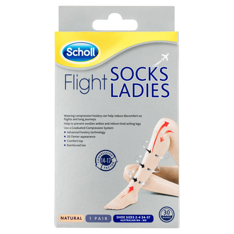 Scholl Flight Socks Compression Hosiery - Natural