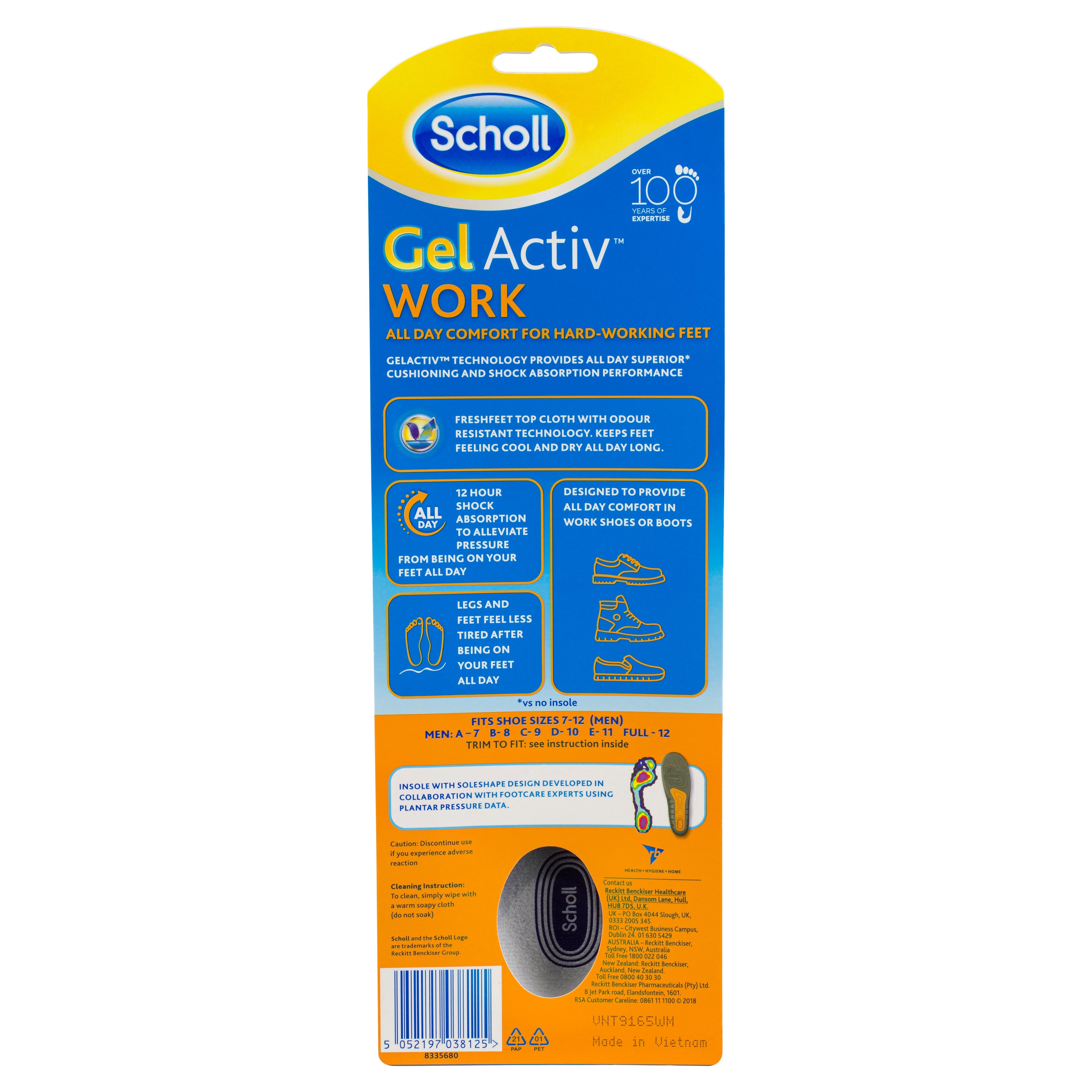Scholl gel activ work insoles men's discount